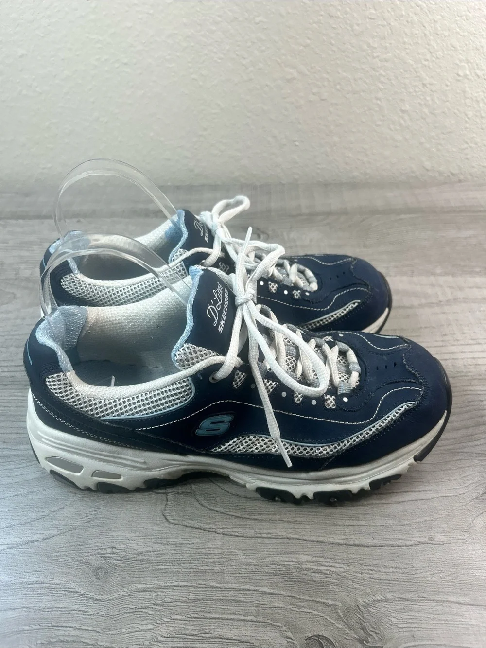 Skechers D'Lites Navy and White Chunky Trainers